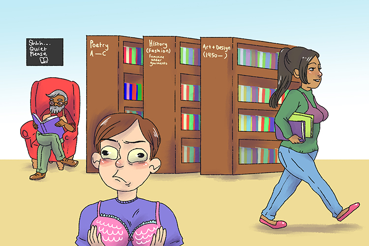 How to remember to spell  Library. The libraries are only available to people who wear bras. 